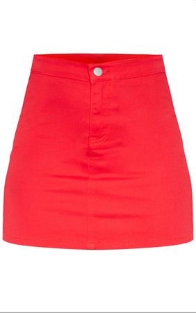 bright red mini skirt