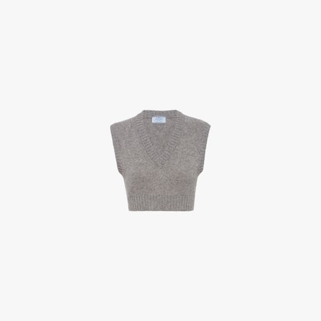 Grey Cropped cashmere vest | Prada