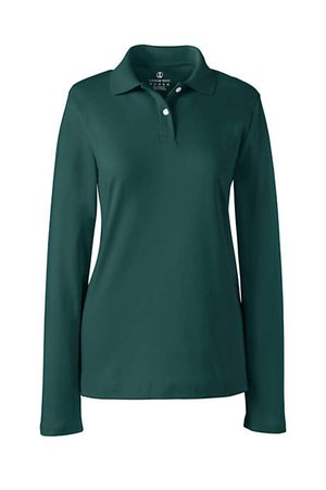 School Uniform Girls Long Sleeve Feminine Fit Interlock Polo Shirt | Lands' End