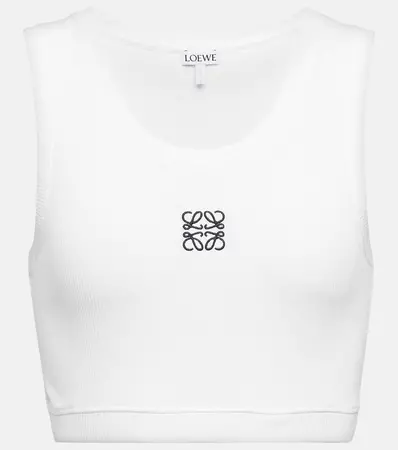 Anagram Cotton Blend Crop Top in White - Loewe | Mytheresa