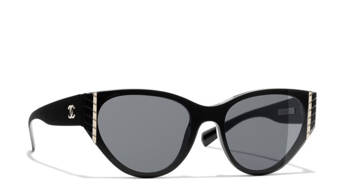 Cat Eye Sunglasses - Black frame, Gray lenses | CHANEL