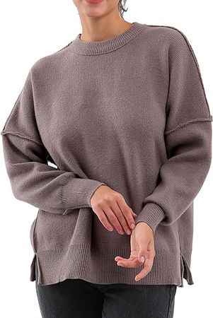 Amazon.com: FIOPHY Womens Oversized Sweaters Batwing Sleeve Tops for Women Long Sleeve Sweaters for Women Side Slit Ribbed Knit Pullover : Clothing, Shoes & Jewelry
