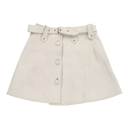 Vintage Unbranded Skirt - XS UK 6 Cream Leather