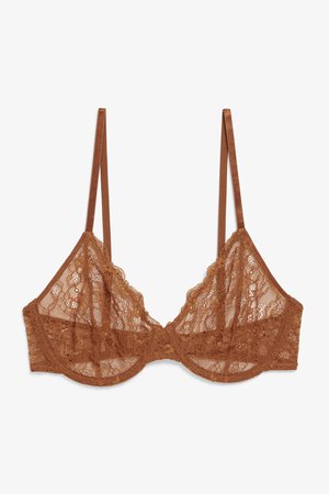 Underwire lace bra - Chocolate brown - Underwear - Monki WW