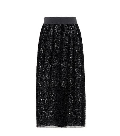 Floral-embroidered midi skirt