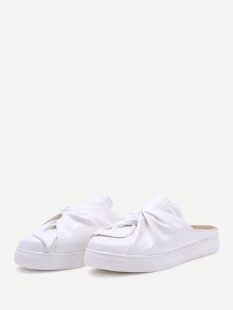 White Faux Leather Round Toe Slippers | SHEIN USA
