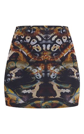 Multi Snake Printed Mesh Mini Skirt | Co-Ords | PrettyLittleThing USA