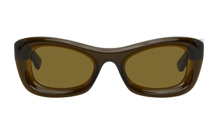 BOTTEGA VENETA: Rectangular Sunglasses (Brown)