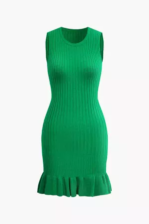 Ruffle Hem Sleeveless Knit Mini Dress – Micas