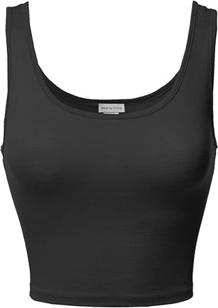 Made by Emma Junior Sized Basic Solid Sleeveless Crop Tank Top Black S at Amazon Women’s Clothing store