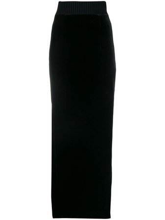 Black Talbot Runhof Velvet Long Straight Skirt | Farfetch.com