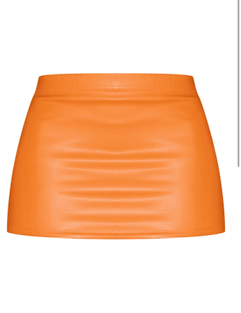 Orange Faux Leather Skirt