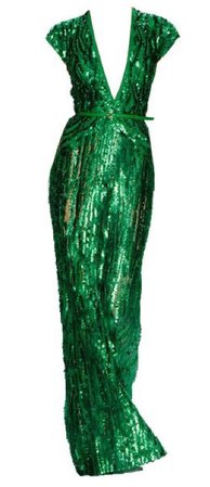 green sparkling gown