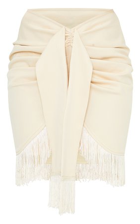 Stone Woven Tassel Tie Waist Wrap Skirt | PrettyLittleThing USA