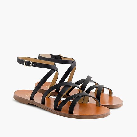 J.Crew: Cross-strap flat sandals in leather