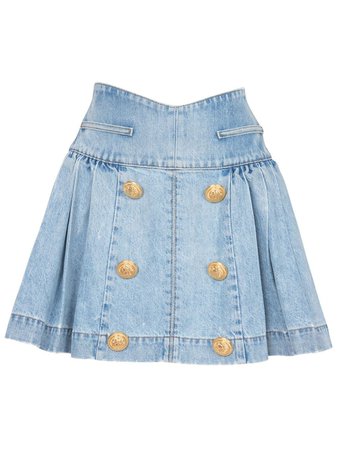 Balmain Flared Denim Mini Skirt - Farfetch