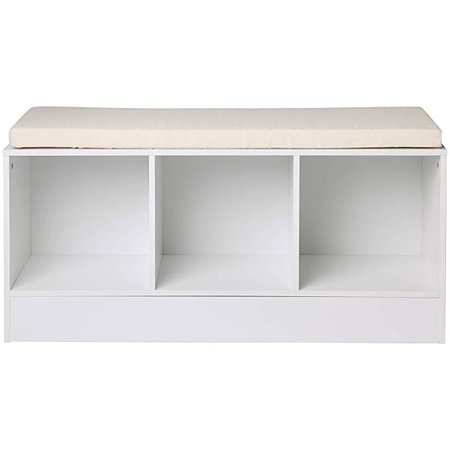 AmazonBasics 3-Cube Entryway Shoe Storage Bench with Cushioned Seat, White: Amazon.ca: Home & Kitchen