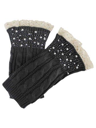 Rhinestone Pearl & Lace Trim Leg Warmer Boot Cuffs – Luxury Divas