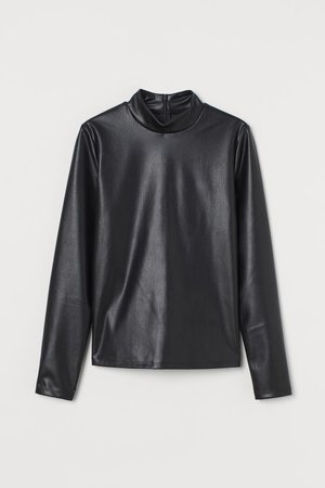 Faux Leather Top - Black - Ladies | H&M US