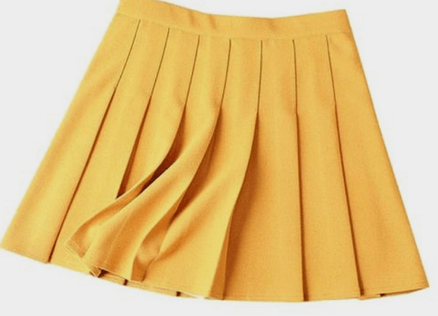 yellow pleated skirt