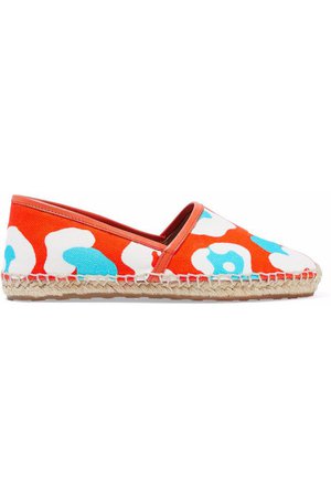 Leather-trimmed printed canvas espadrilles | RED(V) | Sale up to 70% off | THE OUTNET