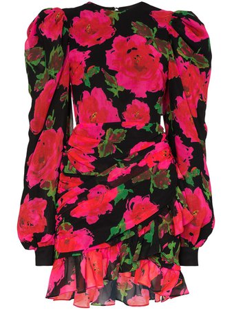 Richard Quinn Rose Print Mini Dress - Farfetch