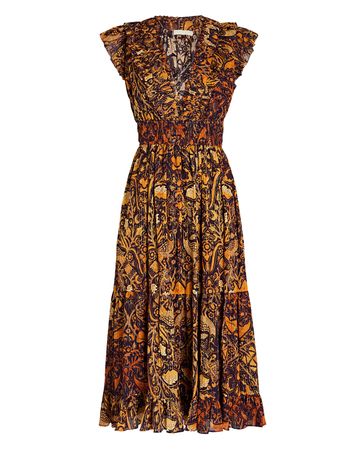 Ulla Johnson Samara Ruffled Midi Dress In Multi | INTERMIX®