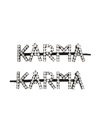 Black Ashley Williams Karma Crystal-Embellished Hair Pins | Farfetch.com