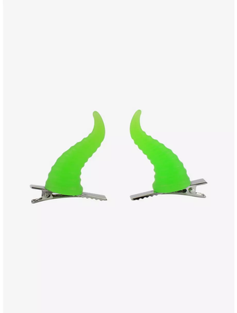 Neon Green Dragon Demon Horn Hair Clips