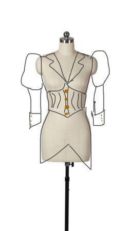 blazer dress with upper ruffled sleeves outline