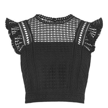 Marlene Lace Cropped Top, Black | WHISTLES