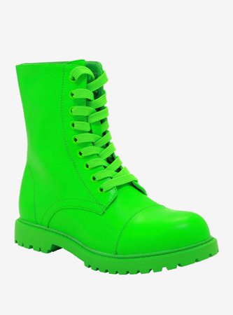 *clipped by @luci-her* Neon Green Combat Boots