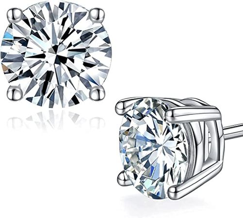 Amazon.com: Moissanite Stud Earrings Lab Created Diamond 18K White Gold Plated 925 Sterling Silver Earring Jewelry Gifts for Women Men (3 CTW (1.5 Ct Each)): Clothing, Shoes & Jewelry