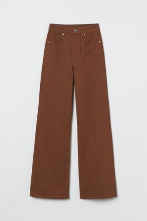 Wide twill trousers - Brown - Ladies | H&M