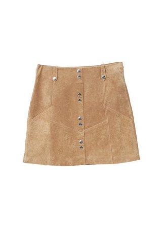 MANGO Snap leather skirt