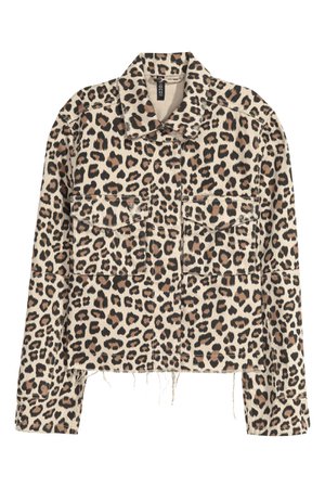 Denim Jacket | Beige/leopard print
