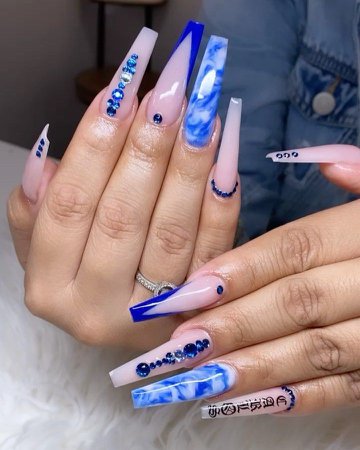 black and blue nails baddie - Google Search