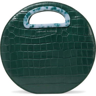 Indy Circle Croc-effect Leather Tote - Emerald