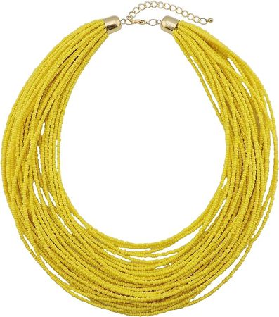 Amazon.com: BOCAR Multi Layer Chunky Bib Statement Seed Beads Cluster Collar Necklace for Women Gift (NK-10351-yellow) : Clothing, Shoes & Jewelry
