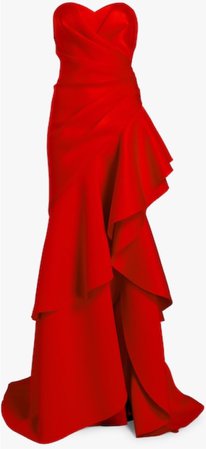 Badgley Mischka Asymmetrical Ruffle Gown