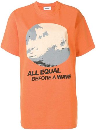 wave print oversized T-shirt
