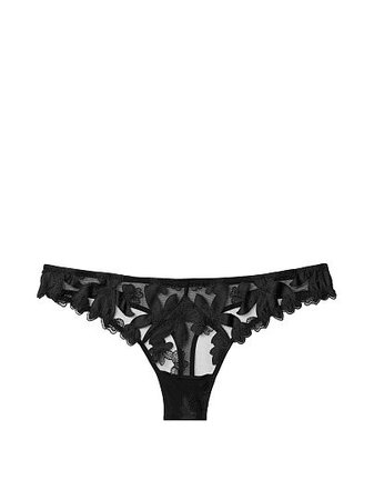 Embroidered Thong Panty - Luxe Lingerie - vs
