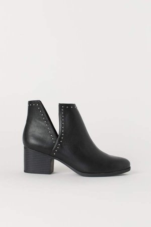 Ankle Boots with Studs - Black