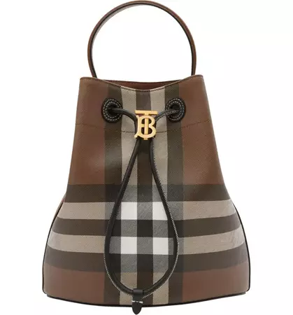 Burberry Small Exaggerated Check Coated Canvas Bucket Bag | Nordstrom