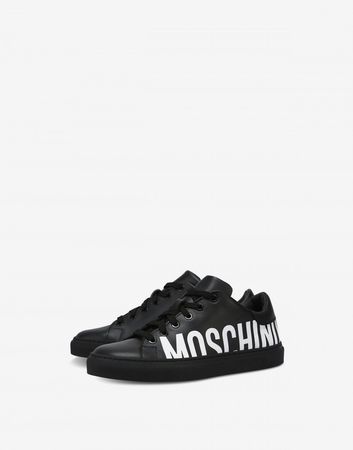 Leather sneakers with logo print - Sneakers - Shoes - Women - Moschino | Moschino Shop Online