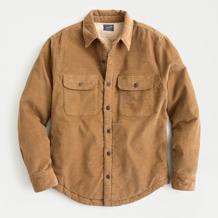 J.Crew: Corduroy Shirt-jacket With Sherpa Lining For Men