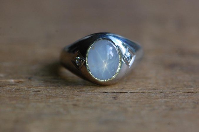 Vintage Art Deco 10K 1930s white star sapphire ring GR39 | Etsy