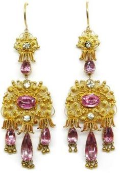 antique gold filigree chandelier earrings