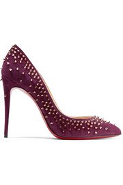 Christian Louboutin | Suzanna 100 leather-trimmed glittered suede pumps | NET-A-PORTER.COM