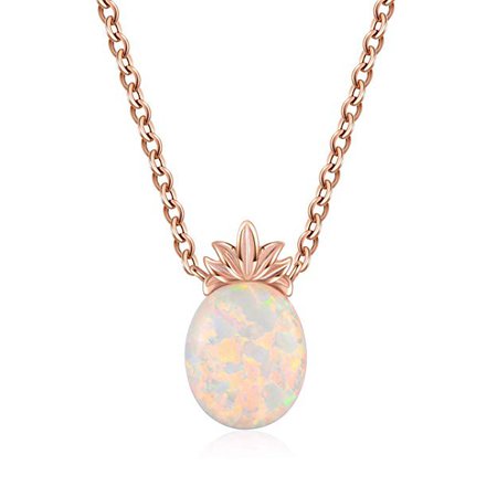 Amazon.com: Pineapple with Opal Stone Necklace Sweet Tiny Pineapple Rose Gold Jewelry Valentine's Day Sweetheart Gift for Women Girls: Jewelry